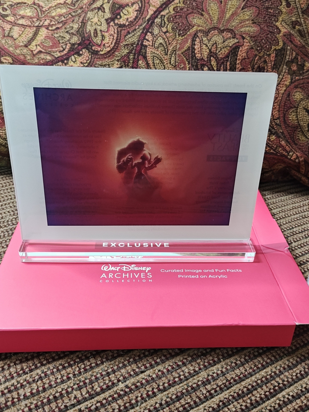 Disney Drop Acrylic Art Piece Walt Disney Archives Collection Beauty & The Beast